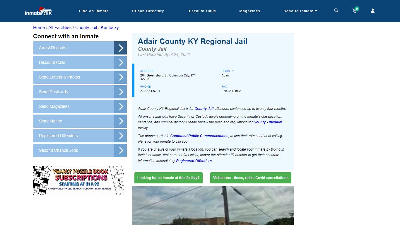 Adair County KY Regional Jail - Inmate Locator - Columbia City, KY